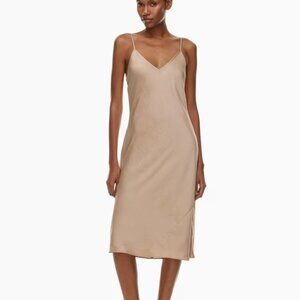 Aritzia Wilfred Only Slip Satin Midi Dress in "Marmont"